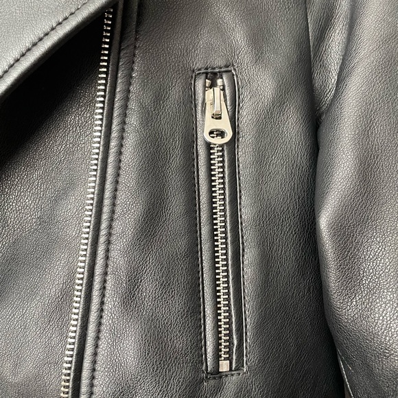 Zara TRF Faux Leather Cropped Moto Jacket Size xSmall - Picture 6 of 12